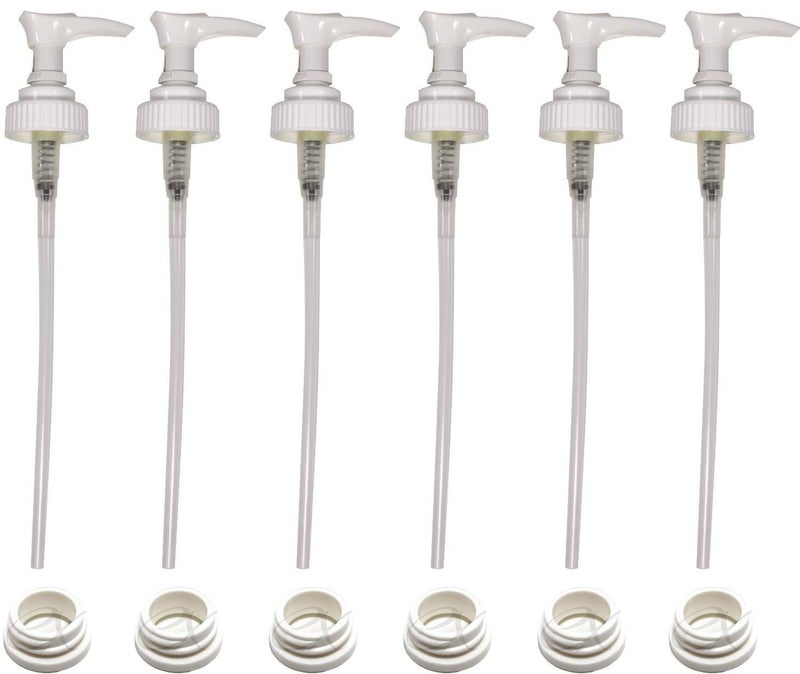 Creative Hobbies White Plastic Lotion Soap Dispenser Pumps with Glue On Screw Collars, Replacements for Soap and Lotion Pumps, Mason Jar Pumps or Bottles and DIY Crafts - 6 Sets - Image 1